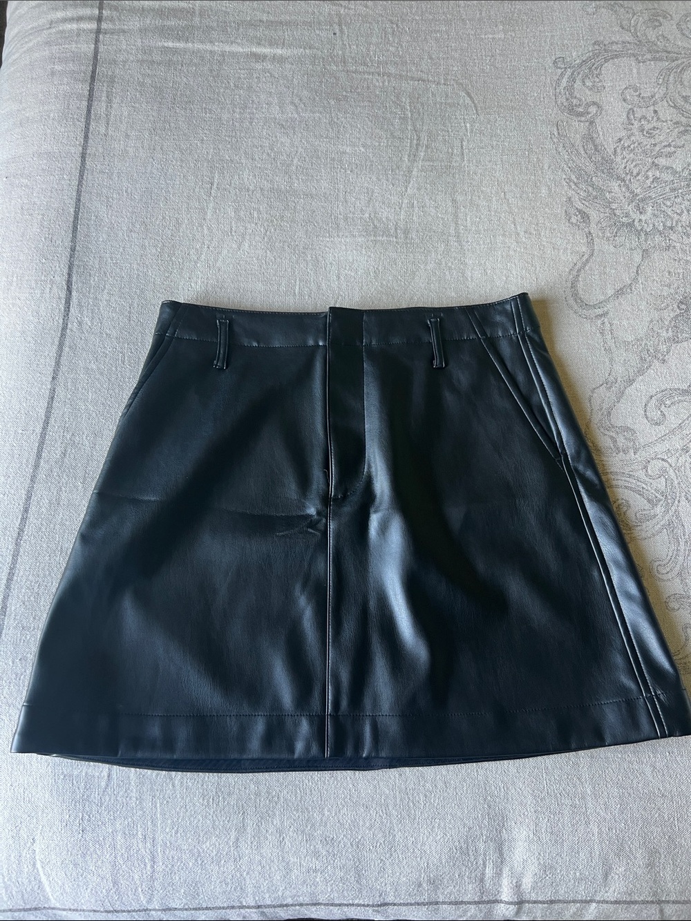 GAP Black Faux Leather A-Line Skirt NWOT